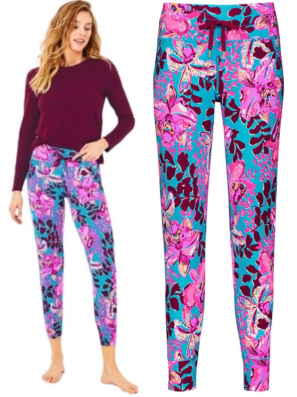 Lilly Pulitzer Luxletic Island Jogger Pants BLUE RHAPSODY ORCHID YOU NOT   Sk23